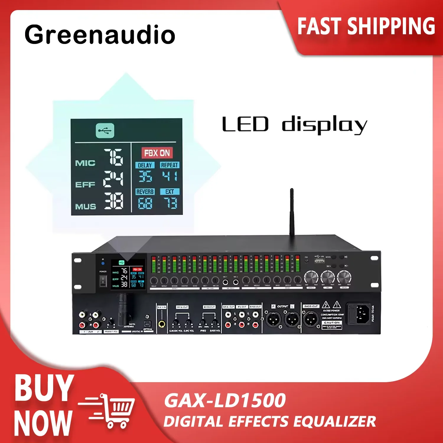 GAX-LD1500 Professional display digital effects equalizer karaoke system stage sound effector audio processor