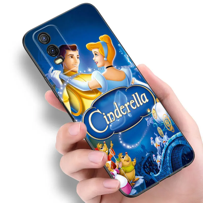 Princess Cinderella Black Silicone Phone Case For VIVO V27 V29 V30 Pro Y02 Y15 Y17 Y33 Y76 S Y27 Y55 Y78 5G Y16 Y21 Y22 Y35 Y36