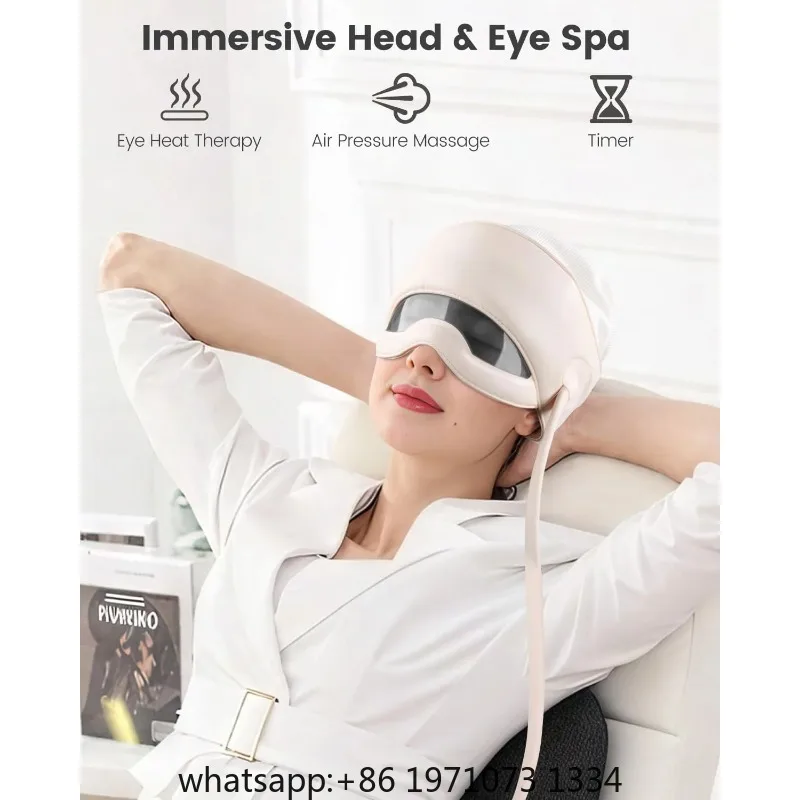 Head Massager for Headaches, Eye Massager with Heat, Rechargeable Head and Eye Massage for Stress Relief, Fatigue, Ideal for Res