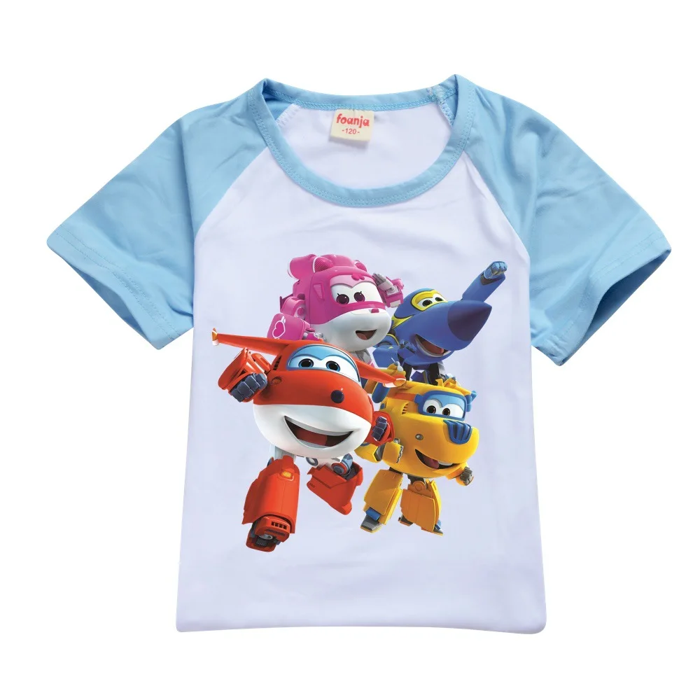 2024 Summer Kids Cartoon Super Wings Tshirt Baby Boy Cute Jett Airplane T-Shirt Children Casual Clothes Girls Short Sleeve Tops