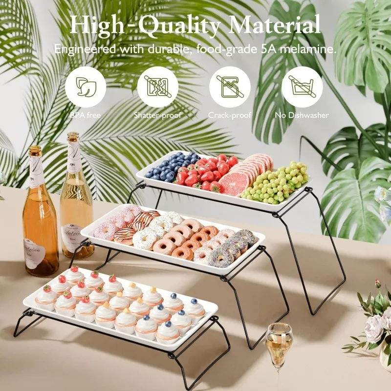 Dessert table tray for dim sum rack three-layer fruit plate hotel self-service