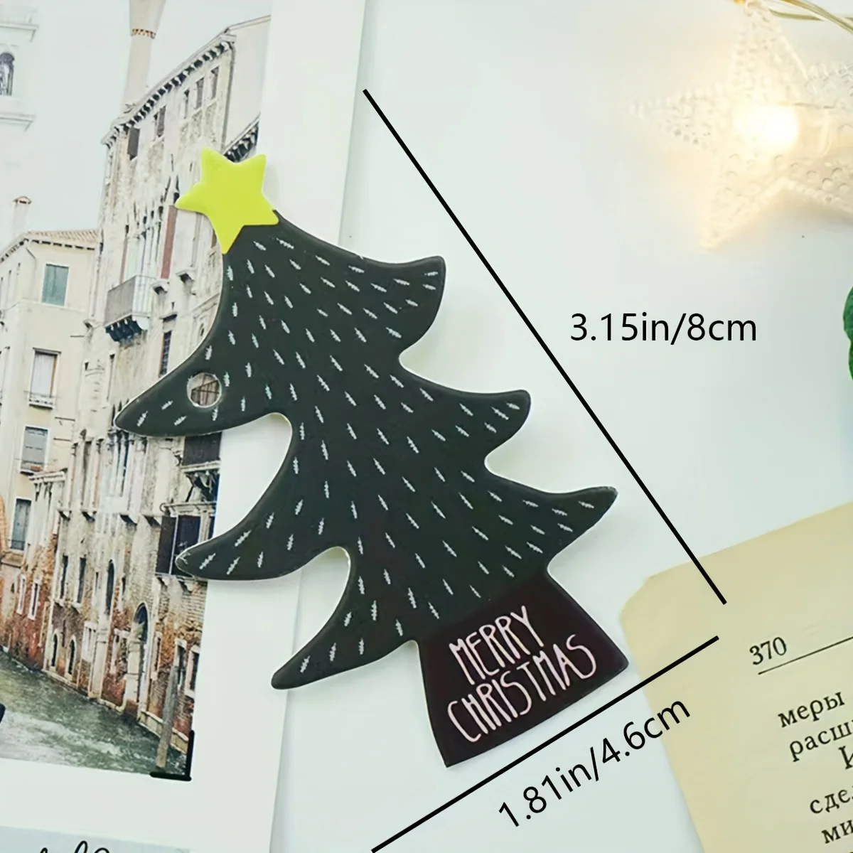 50pcs Christmas Tree Gift Tags - Black Paper Tags with 
