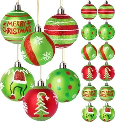 Pack of 12 Christmas Decorations Hand-painted Electroplated Plastic Christmas Ball Christmas Tree Pendant Holiday Decorations