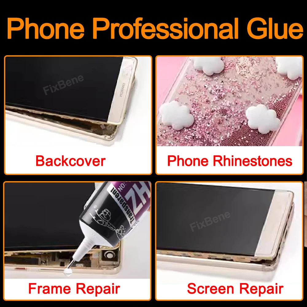 Professional Phone Screen Glue Back Cover Display Repair Kit Strong Contact Adhesive Zhanlida Acrylic Metal Stone Jewelry Fabric