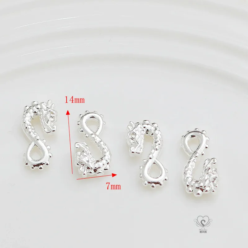 Silver-plated Glossy Plain Dragon-shaped Fishtail Small Pendant S Buckle Connection Pendant DIY Jewelry Material Accessories