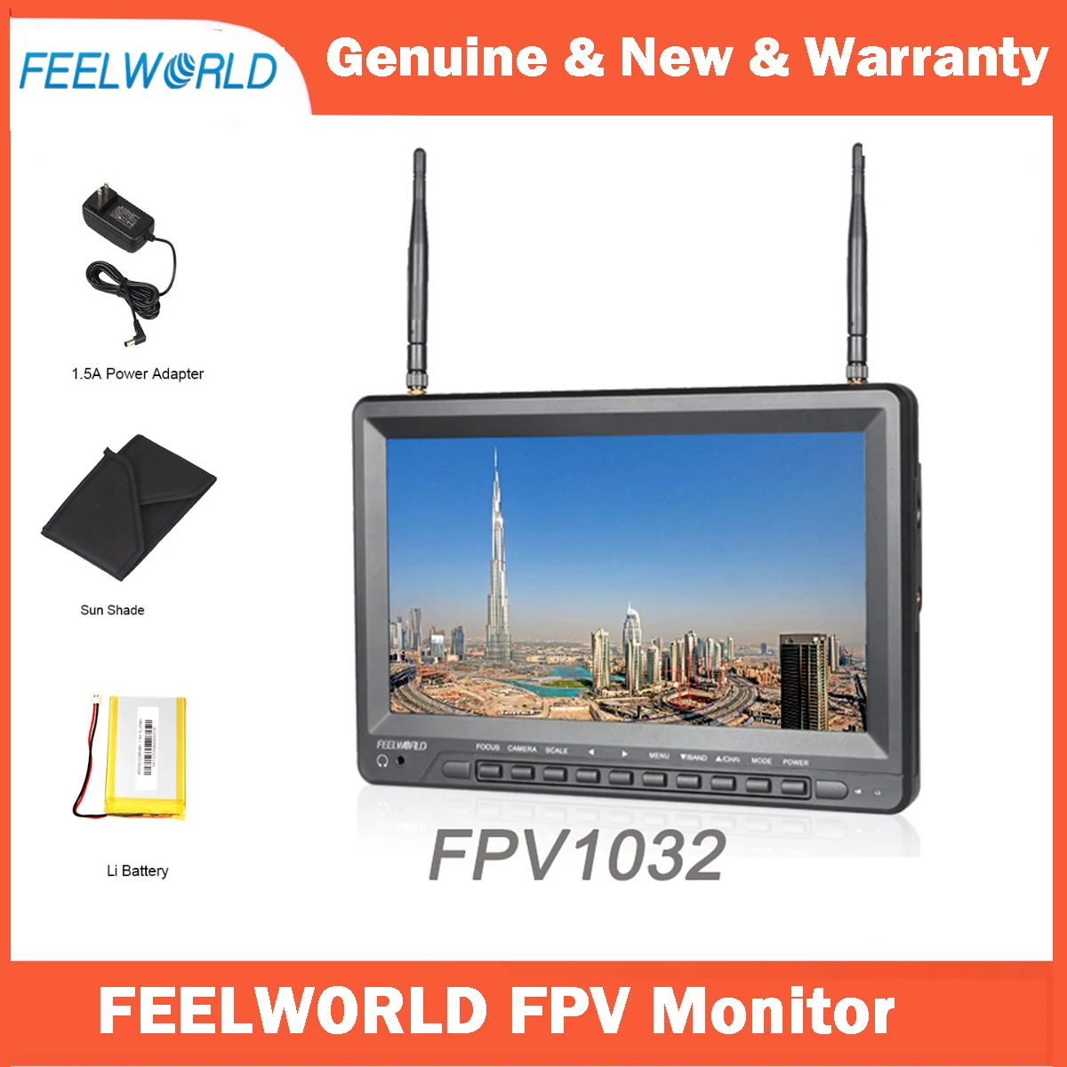 

Feelworld FPV1032 10.1 Inch IPS FPV Monitor with Built-in Battery Dual 5.8G 32CH Diversity Receiver 1024x600 Wireless Monitors