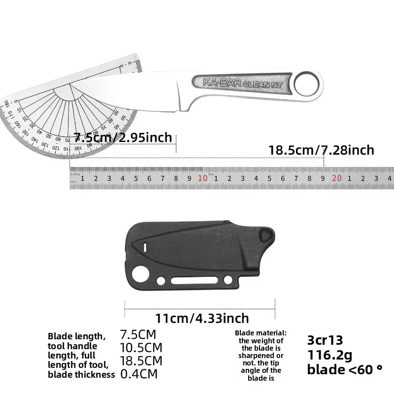 2025 جديد مستقيم صلابة عالية سكينة للاستعمال الخارجي سكينة سرفايفل عارضة متكاملة مع K غمد بقاء التخييم سكين جيب EDC