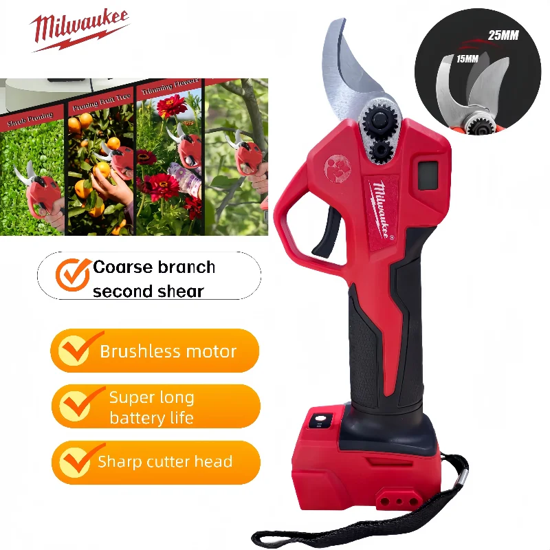 

NEW 18V Milwaukee 25mm brushless electric pruning shears 600W cordless power trimmer garden tree trimmer.