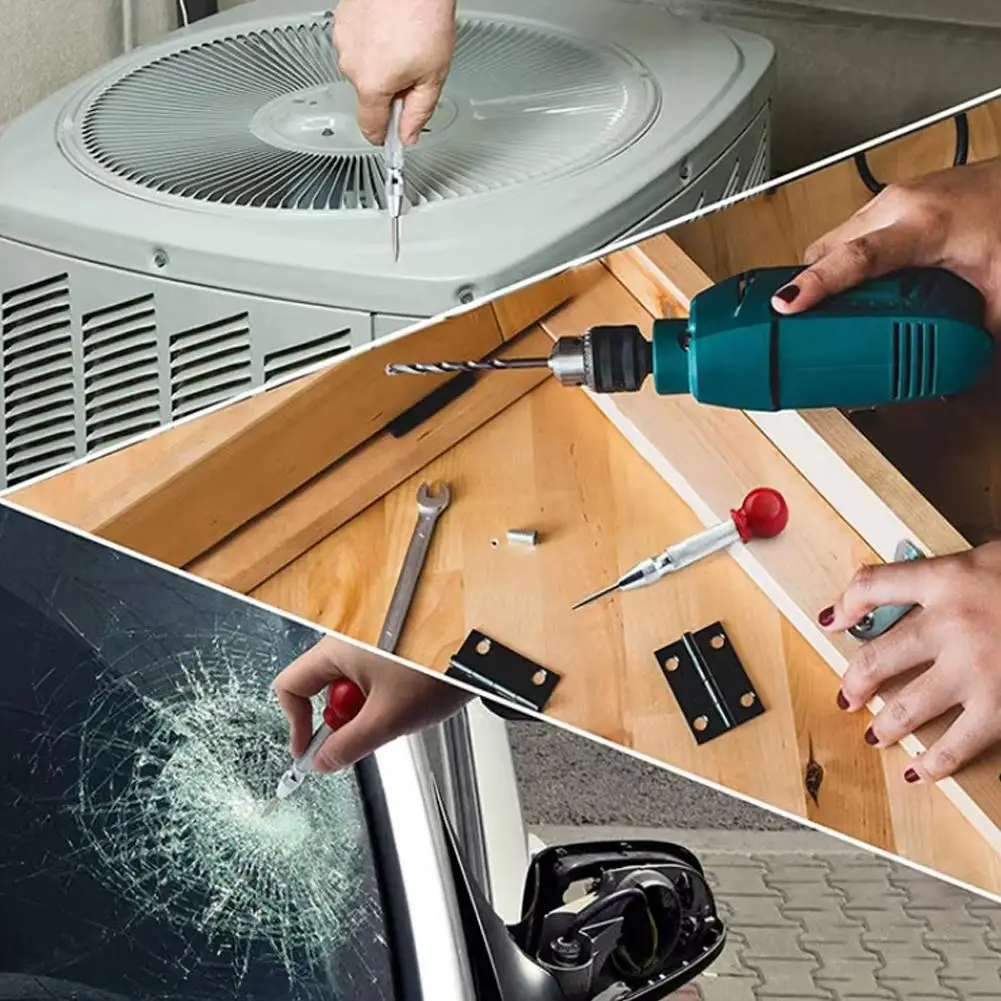 التلقائي الربيع تحميل مركز لكمة المعادن الناخس الصلب ثقب الذاتي دبوس علامة الربيع تحميل دنت ماركر أداة اليد نجار #5