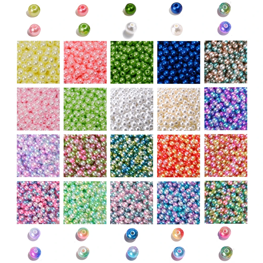 3/4/5/6/8/10/12mm Gradient Imitation Pearl Beads Loose Spacer Acrylic Beads For Jewelry Making Bracelet Necklace Diy Craft