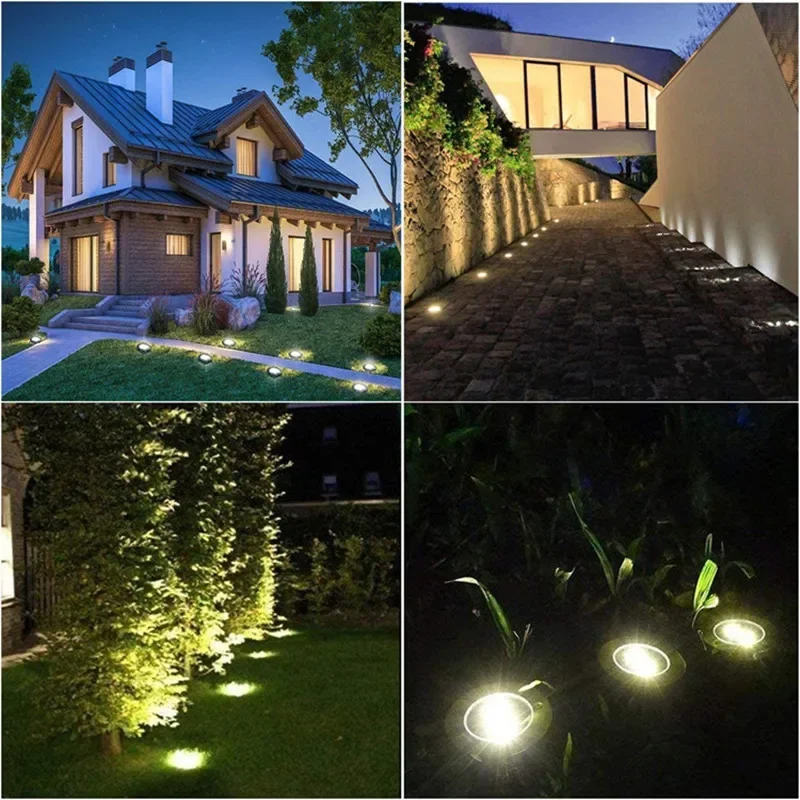 Lampada da terra a LED solare 8LED lampada da giardino per esterni lampade sotterranee impermeabili per la decorazione del prato giardino terrazza cortile