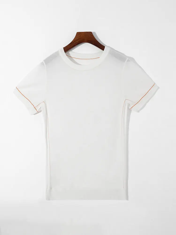 100% Ice Silk Knitted Short Sleeve T-Shirt Thin Fashion Crew Neck Half Sleeve Loose Casual Business Wear