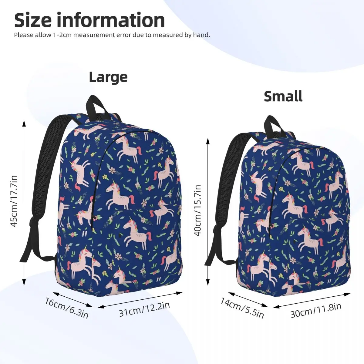 Zaino per amanti dell'unicorno per uomo donna Fashion Student Work Daypack borsa a tracolla per College blu Navy durevole