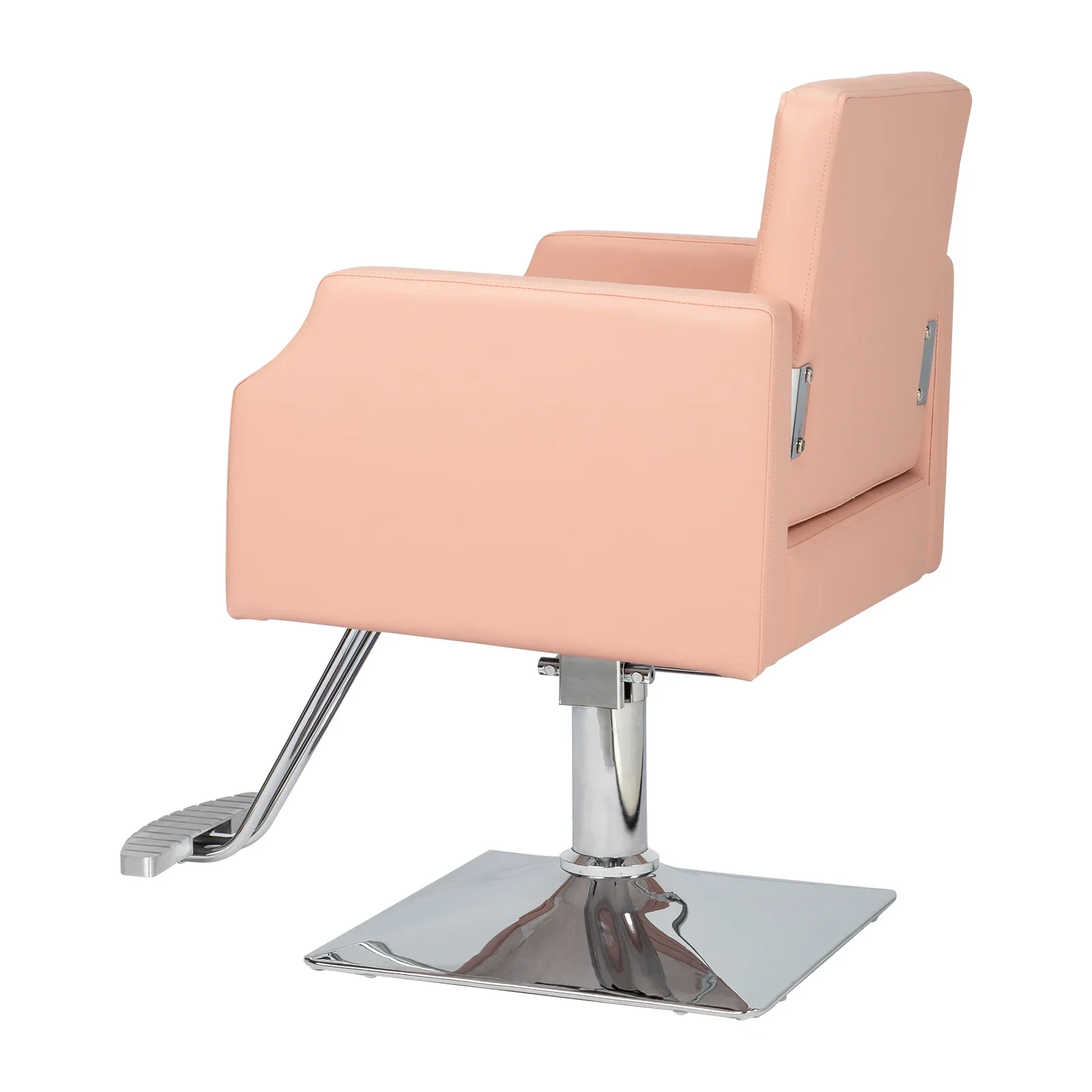 PVC leather aluminum alloy foot pedal rivet type square chassis high oil pump barber chair 150kg pink