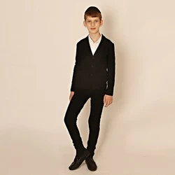 Boy and Girls Blazer Shirt Cardigan Long Sleeves Black Shirt Children Elegant Clothes Cotton V Neck Front Buttons 5-12 Years