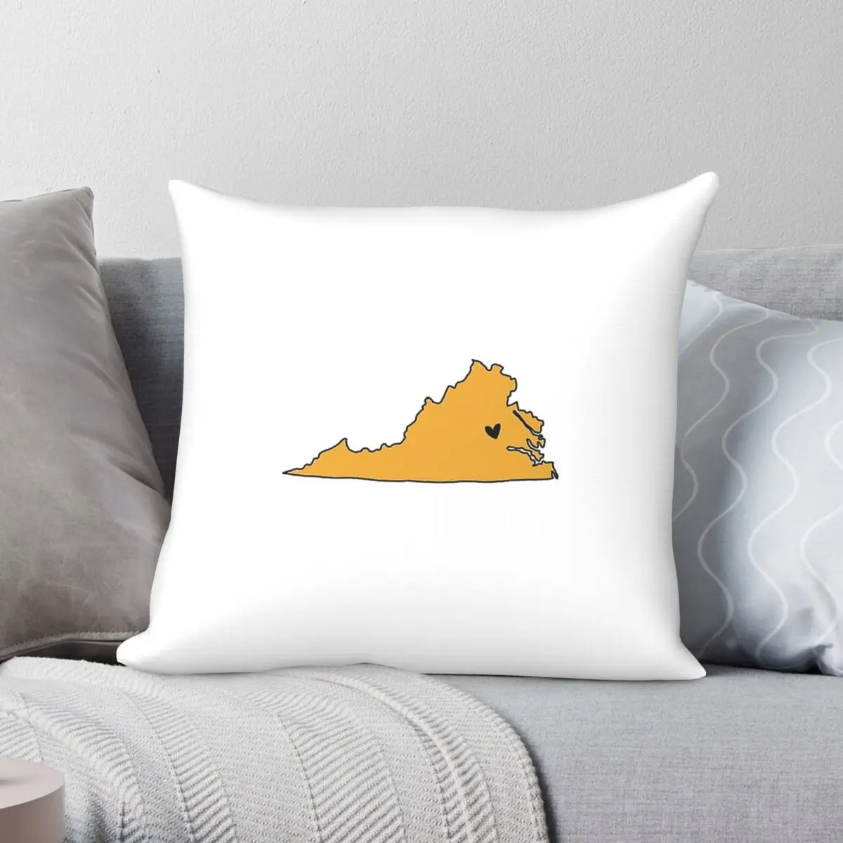 Funda de almohada cuadrada con mapa de Virginia Vcu, funda de almohada decorativa creativa con cremallera, de poliéster, lino y terciopelo, funda de cojín para sofá