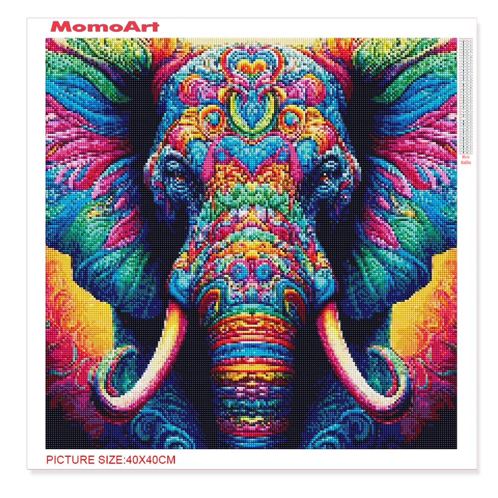 MomoArt New arrival Diamond Embroidery Elephant DIY Mosaic Animal Picture Rhinestones Beaded Painting Handicraft