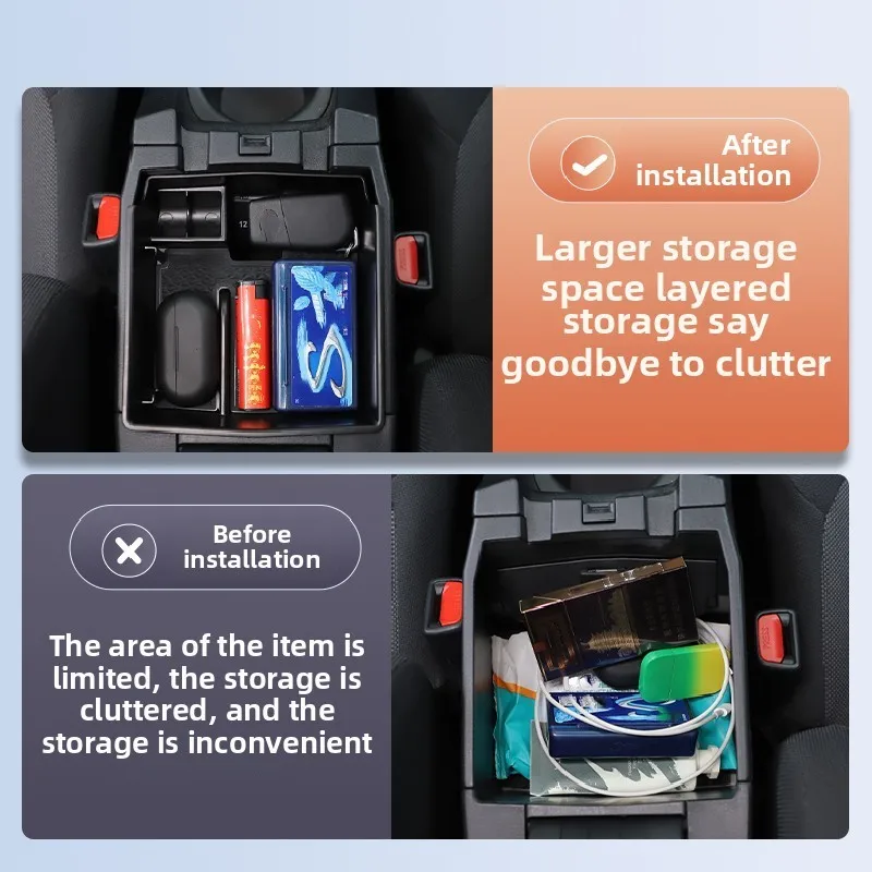 لتويوتا كورولا كروس E210 2018 ~ 2023 سيارة مركز وحدة التحكم مسند الذراع صندوق تخزين غطاء أشتات ترتيب درج منظم اكسسوارات #2