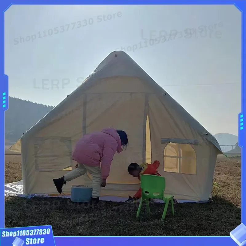 Outdoor Camping Inflatable Tent Rainproof Portable Quick Opening Oxford Fabric Four-Season Camouflage One Bedroom