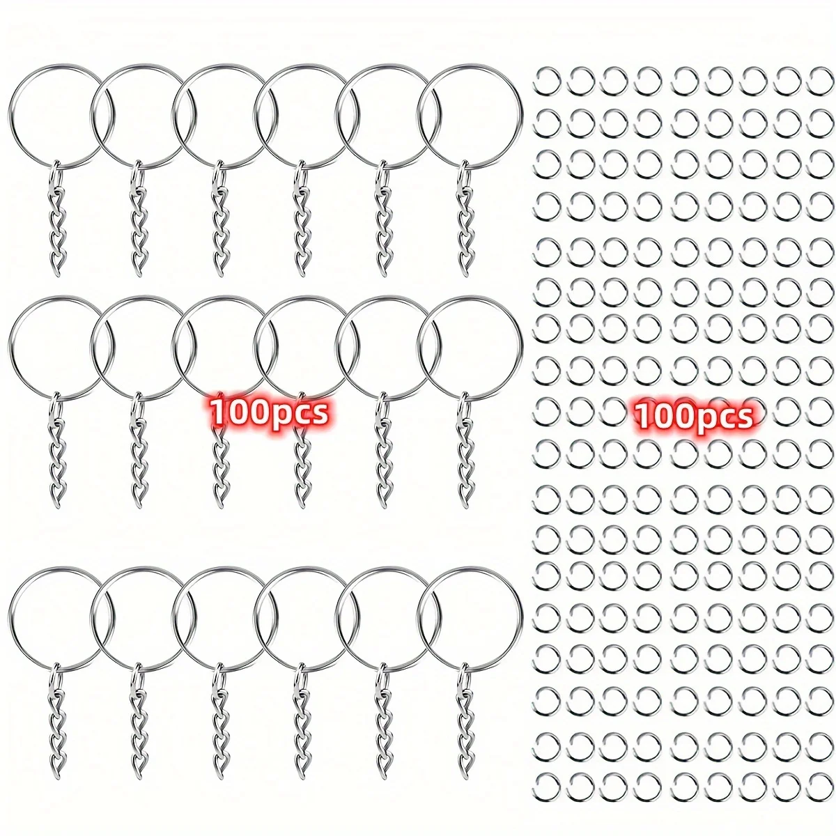 Picture 5: 200PCS DIY Metal Keychains With Split Ring Link Silvery Gold Color Pendants Holder Rings DIY Key Chains Jewelry Making