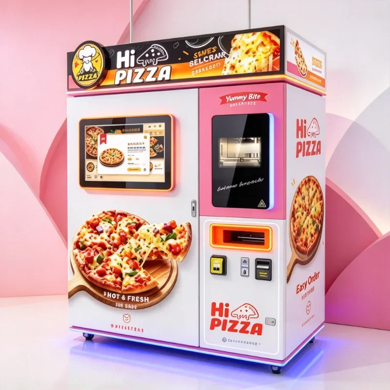 Smart Fully Automatic Pizza Vending Machine Fresh Hot Food Retail Items Built In Pizza Making Function Customized For Sale