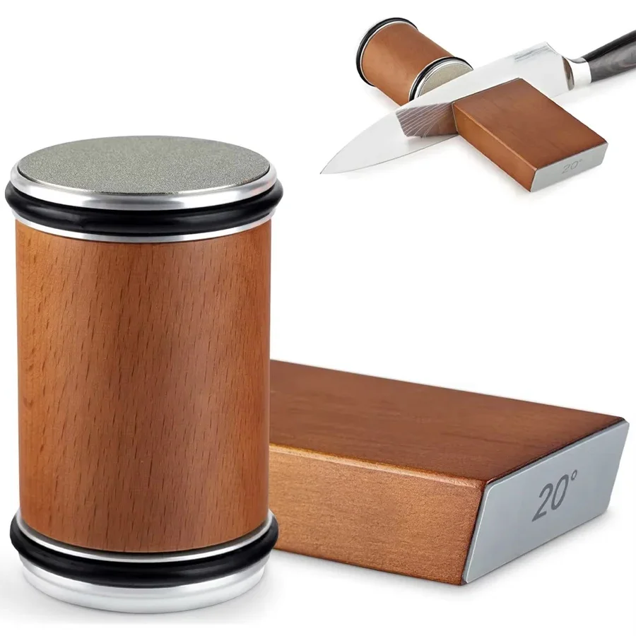 Rolling Knife Sharpener Kit For Straight Edge Roller Knife Sharpening With 15 & 20° Degree Magnetic Angle for Knives Whetstone