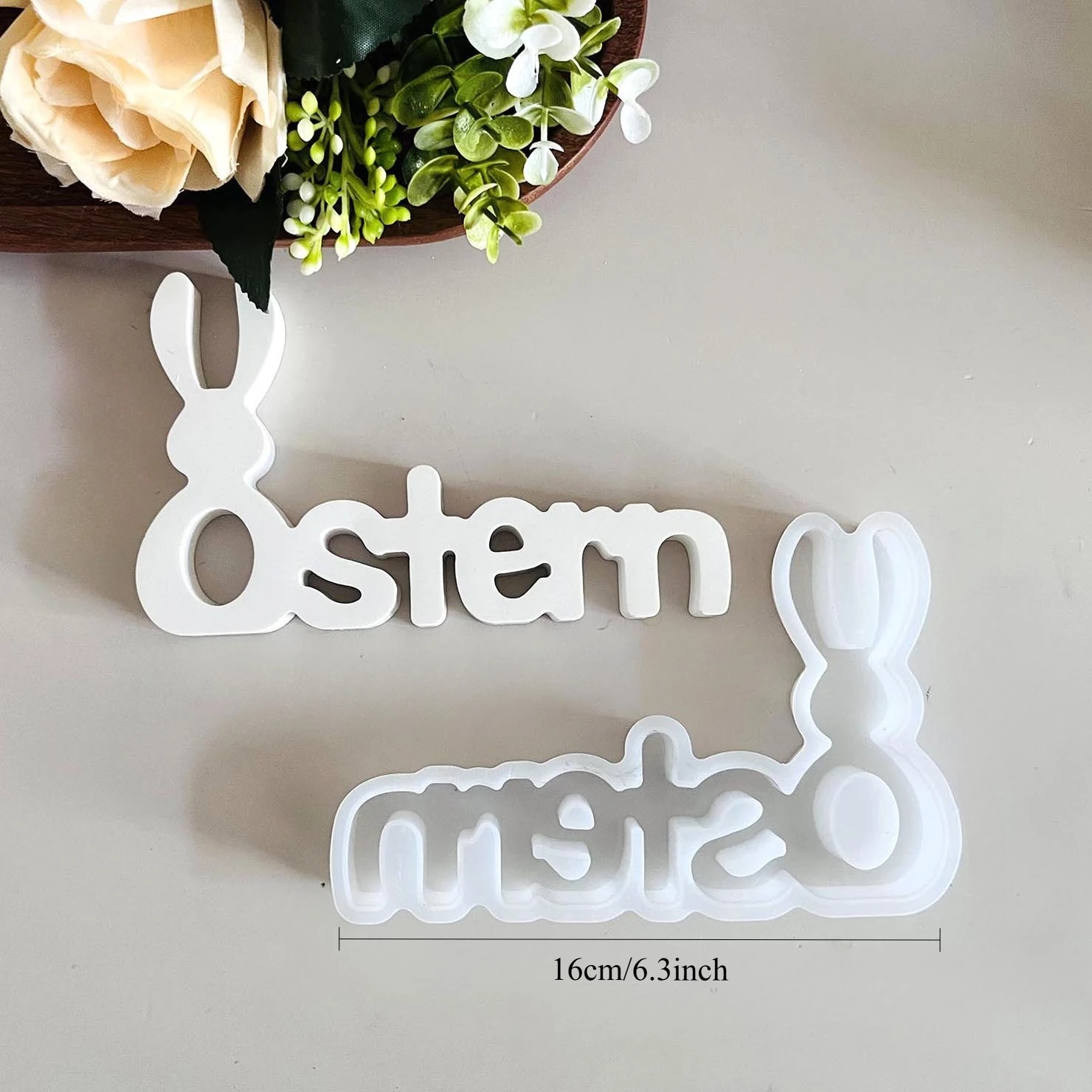 

Easter Bunny Lettering Silicone Mold - & Resin Casting Mold with Bunny Ears & Lettering Design, Durable for Crafts, Home Decor