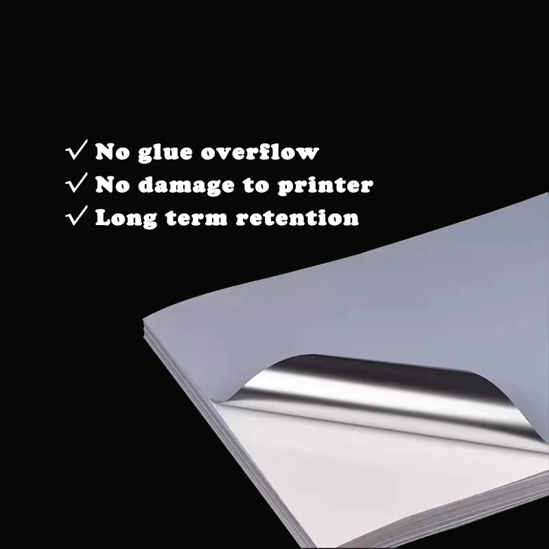 20sheets A4 Matte Silver Adhesive Paper Waterproof Tear Resistant Strong Adhesive Inkjet Laser Printing Capability Sticker