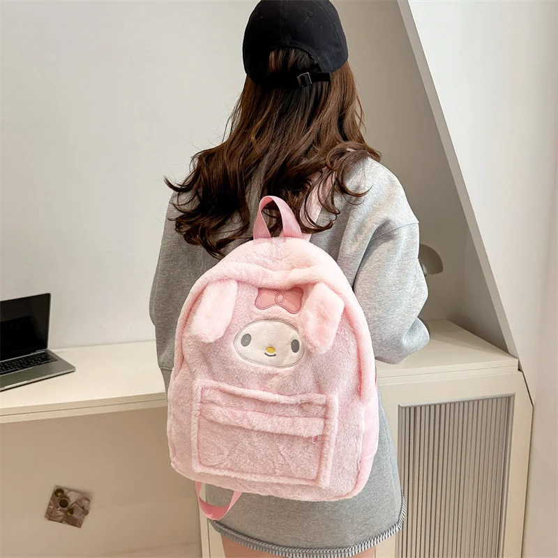 Sanrio Hello Kitty lindo y dulce bolso escolar para estudiantes Melody dibujos animados felpa Simple y ligero mochila de gran capacidad