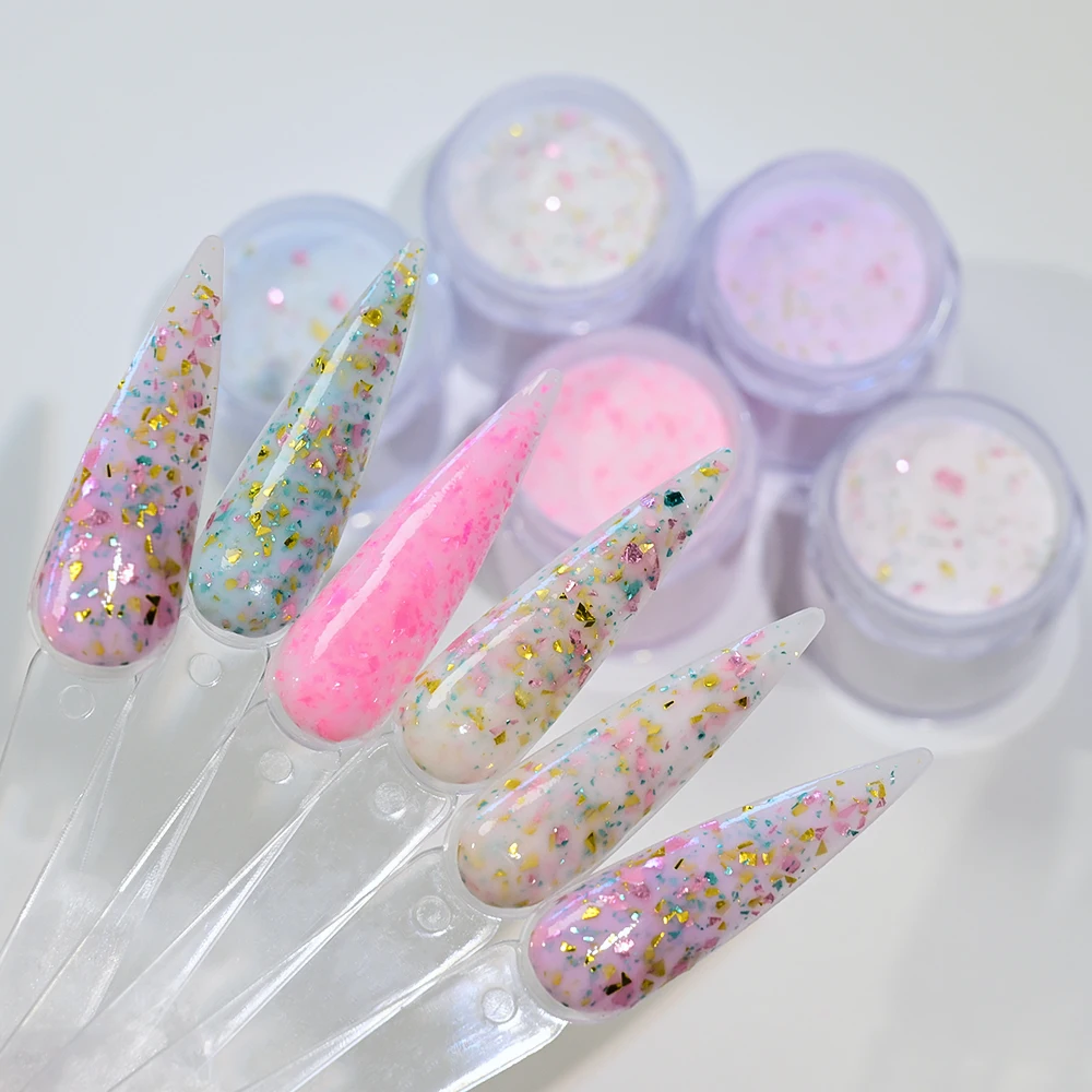 5/6/7PC Sparkle Acrylic Dip Powder Chunky Glitter Nail Powder for Extensions, French Tips Designs Long Lasting Nail Acrylic Dust