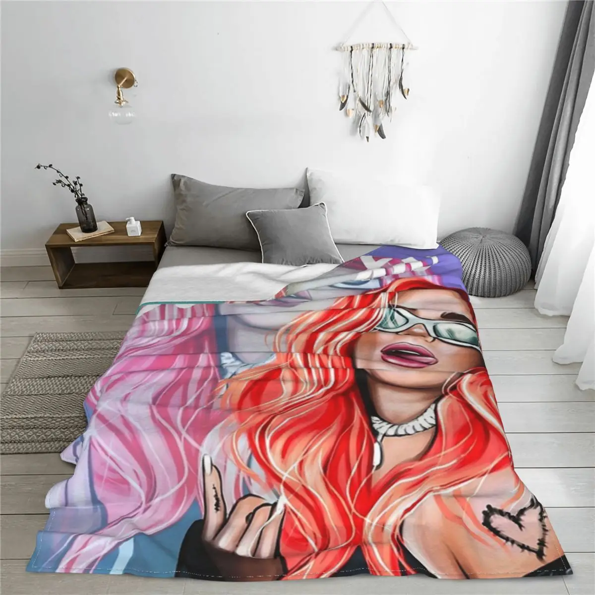 Karol G Bichota Rapper Blankets Plush Throw Blanket Home Couch Portable Soft Warm Bedsprea