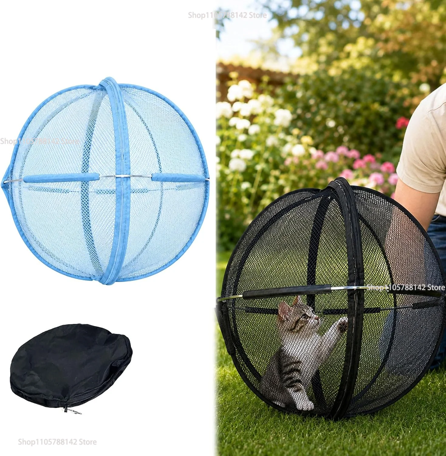 Hamster Ball for Cats Outside,Lightweight PopUp Safe Enclosures for Indoor Lawn Travel, Easy Storage Breathable&Washable