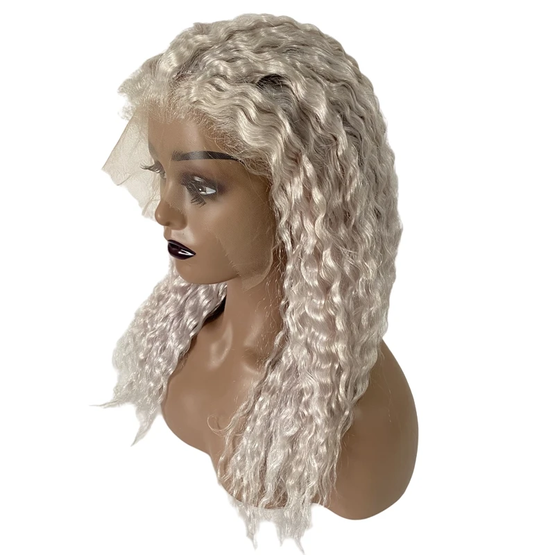 Brazilian Virgin Human Hair Silver Grey 150% Density Double Drawn 13x5 HD Swiss Lace Front Wig for Black Woman