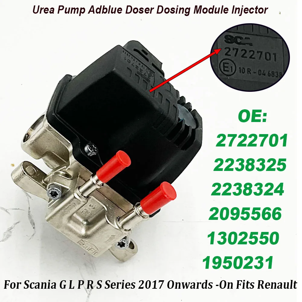 2722701 2238325 2238324 AdBlue Urea Injector Dosing Module Pump Nozzle 2095566 1302550 For Scania G L P R S Series 2017 Onwards