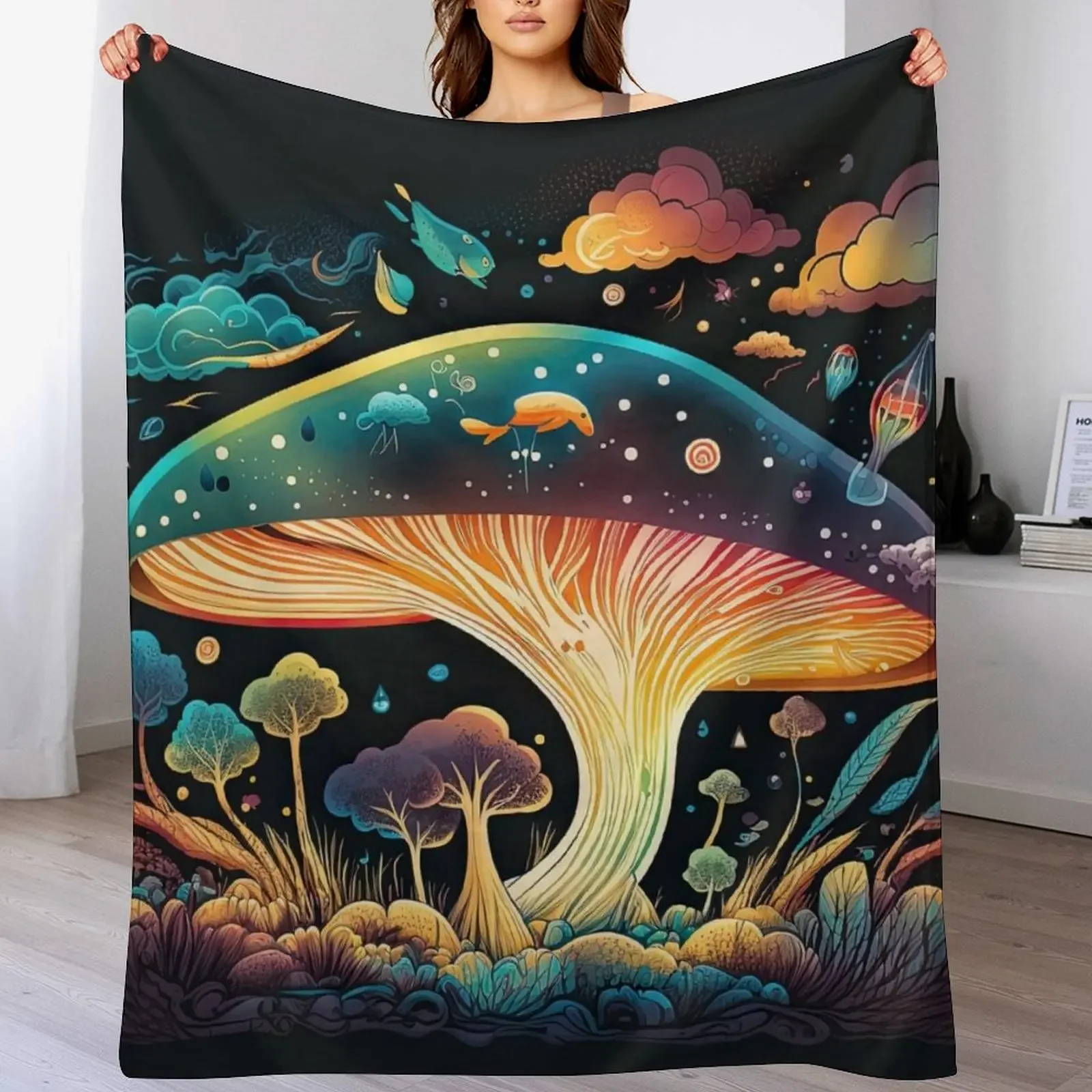 

Mushrooms — 07 Throw Blanket Furry Tourist Summer Beddings For Baby Blankets