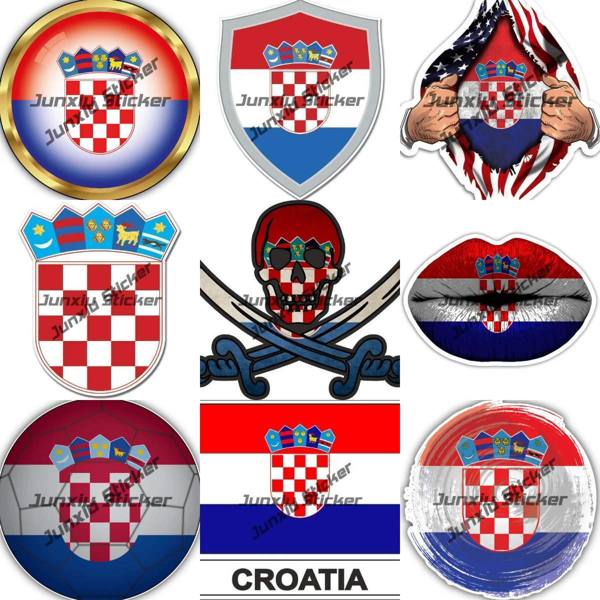 

Croatia Coat of Arms Shield Emblem Vinyl Sticker HR Croatia Croatian Country Code Hrvatska Oval Weatherproof Decal Accessories