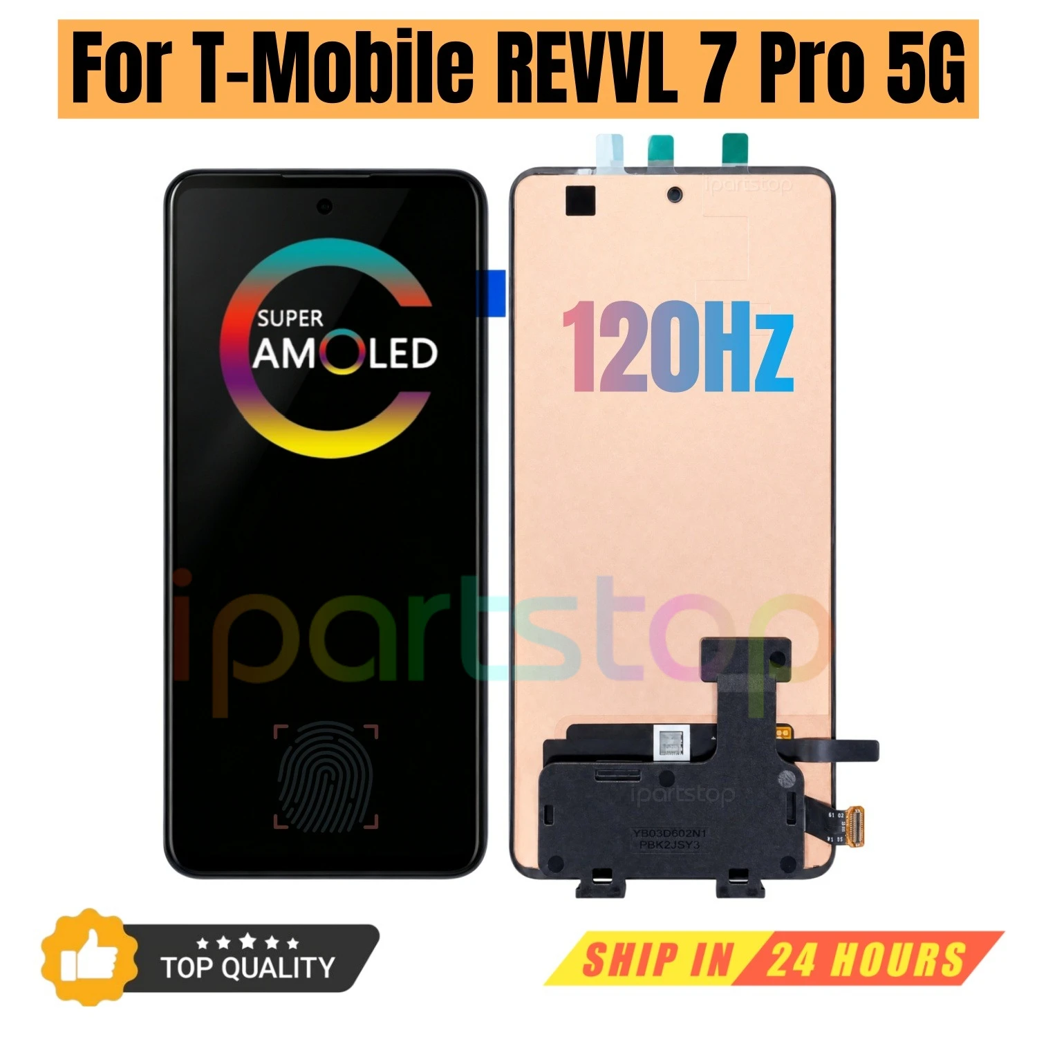 iParts Replacement New Display for T-Mobile REVVL 7 Pro 5G 120Hz AMOLED Touch Screen Digitizer Assembly all Functions OEM