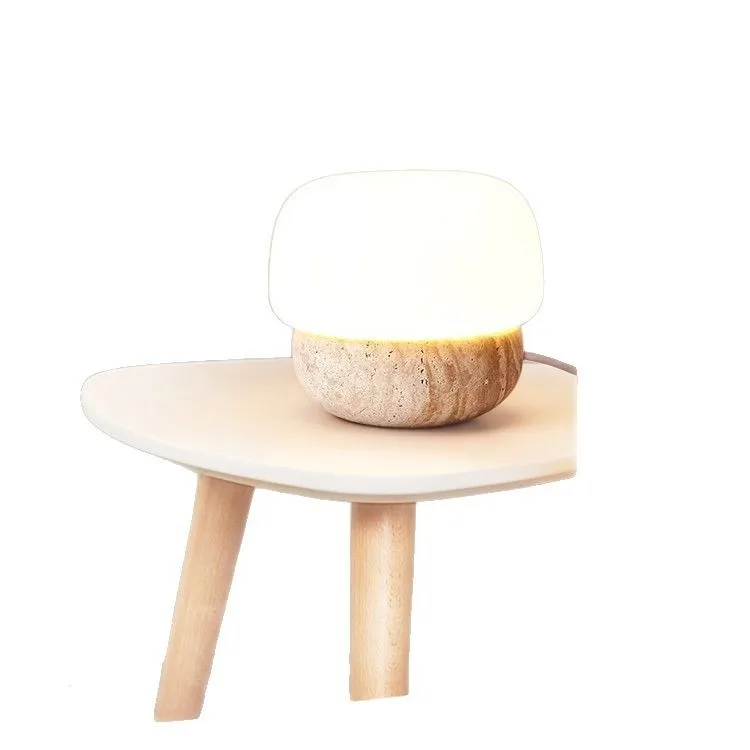 

Yellow travertine, French style, cream style, mushroom, desk lamp, bedroom, wabi-sabi style, high value, atmosphere, retro.