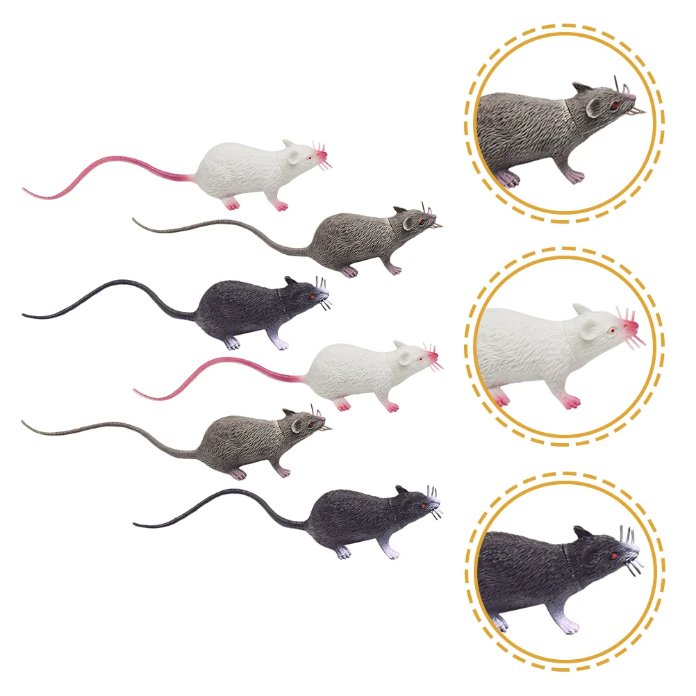 6 Pcs Simulation Mouse Halloween Party Toys Realistic Model Simulated Rat Playthings Interesting Props Fake