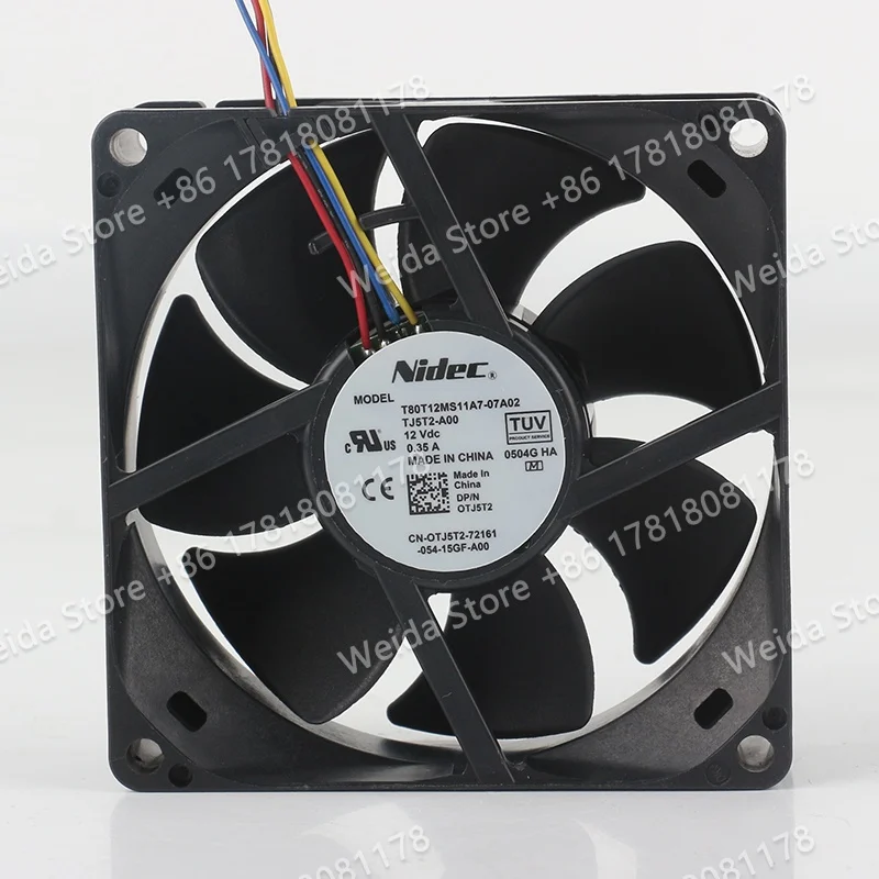 

New Original Nidec DC 12V 0.35A 8025 chassis Inverter four-wire 80X80X25MM T80T12MS11A7-07A02 8CM Cooling fan