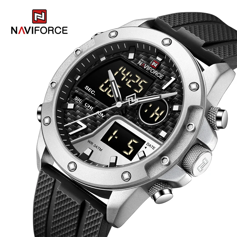 NAVIFORCE Men\'s Watch Top Luxury Brand Luminous Fashion Sport Digital Waterproof Calendar Quartz Wristwatches Relogio Masculino