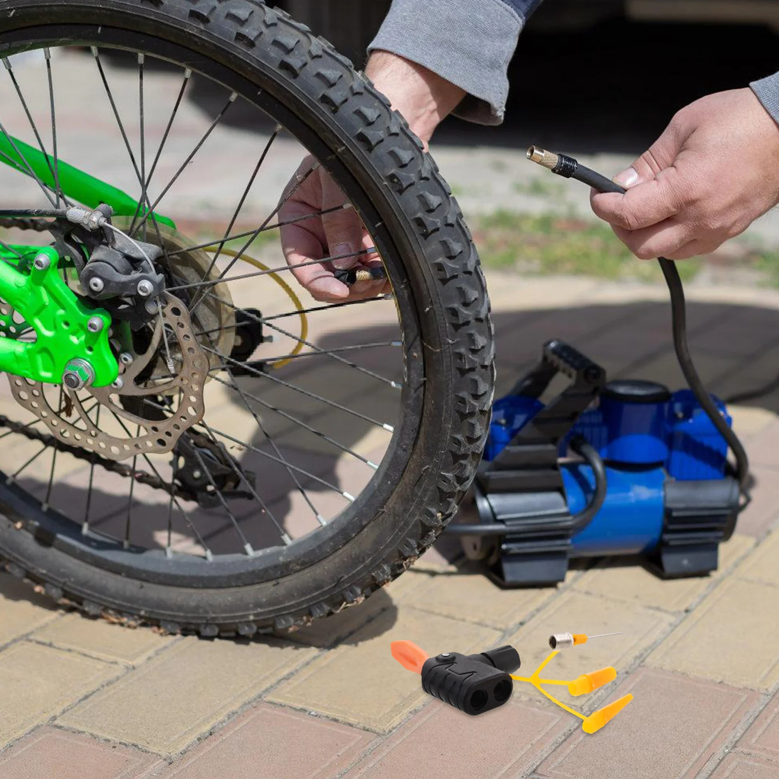 Parti di ricambio per pompa da bici regolabile da 5 pezzi Ugello adattatore valvola 2 in 1 per gonfiaggio dei pneumatici Deflazione compatibile con Us Fr Uk