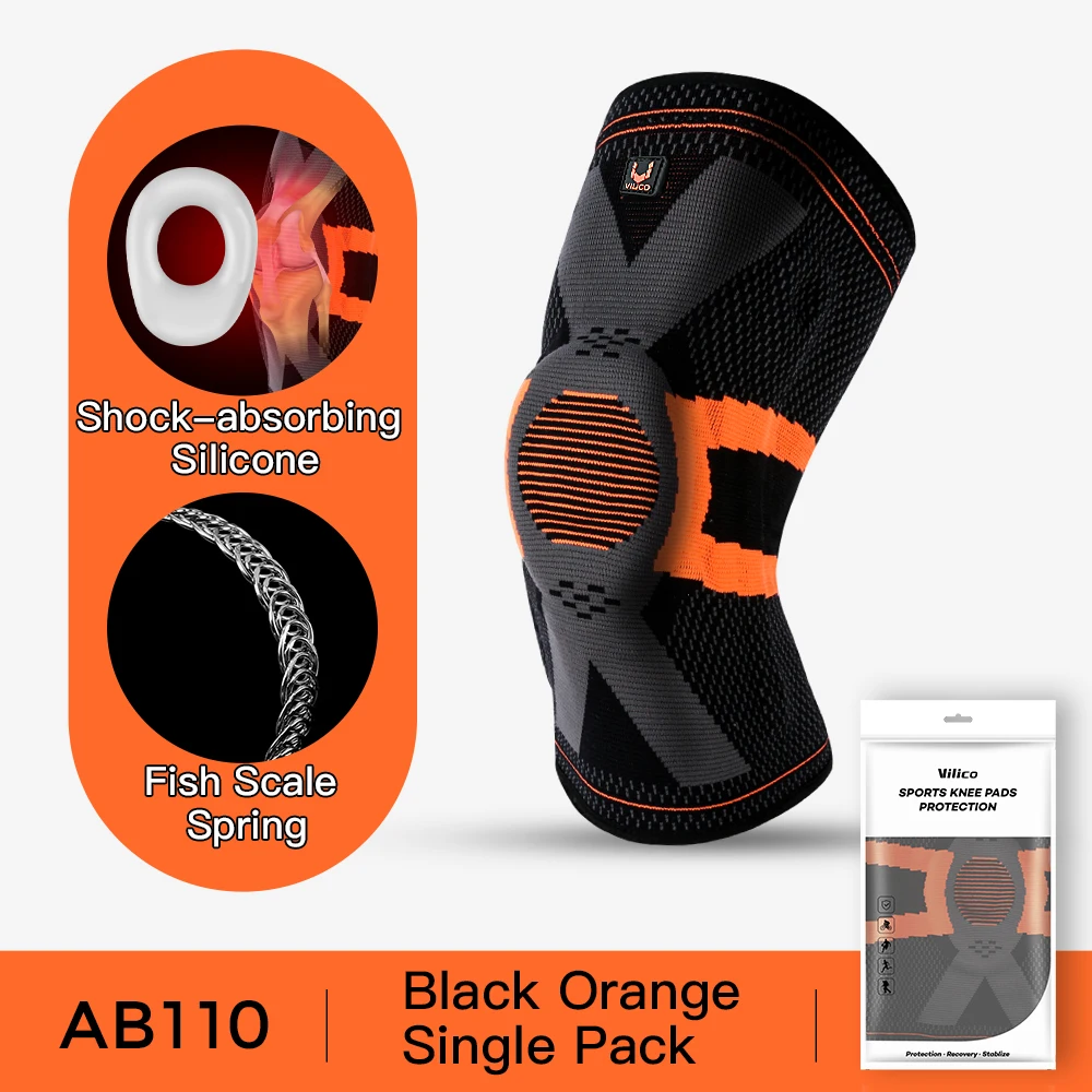 1 Sports Knee Pad, Spring-Supported Silicone Impact-Resistant Knee Pad Breathable and Non-Slip for Outdoor Basketball and Fitnes