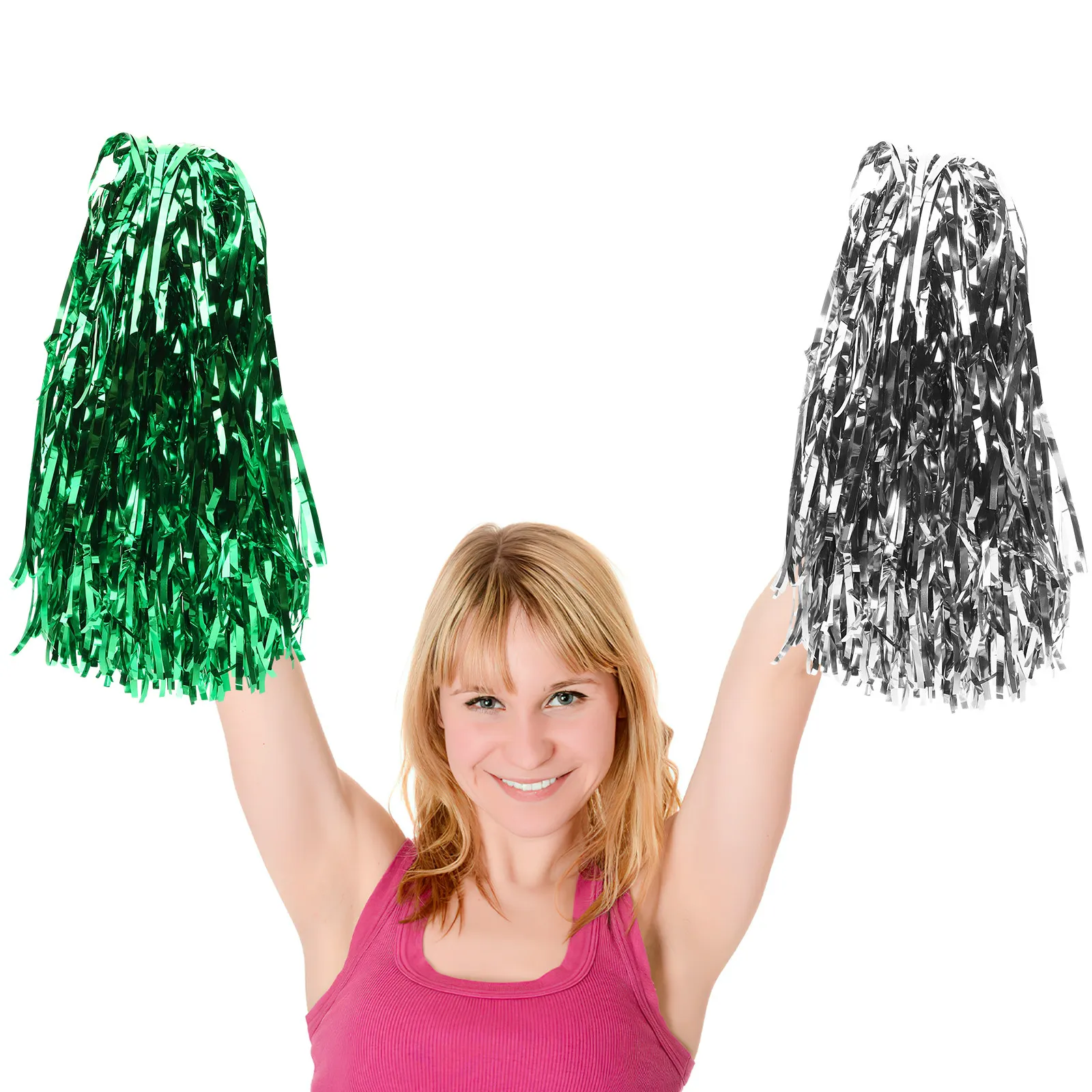 24Pcs Cheerleading Pom Poms Reusable Glossy Spiral Hand Flowers for School Sports Performance Cheering Hand Flower