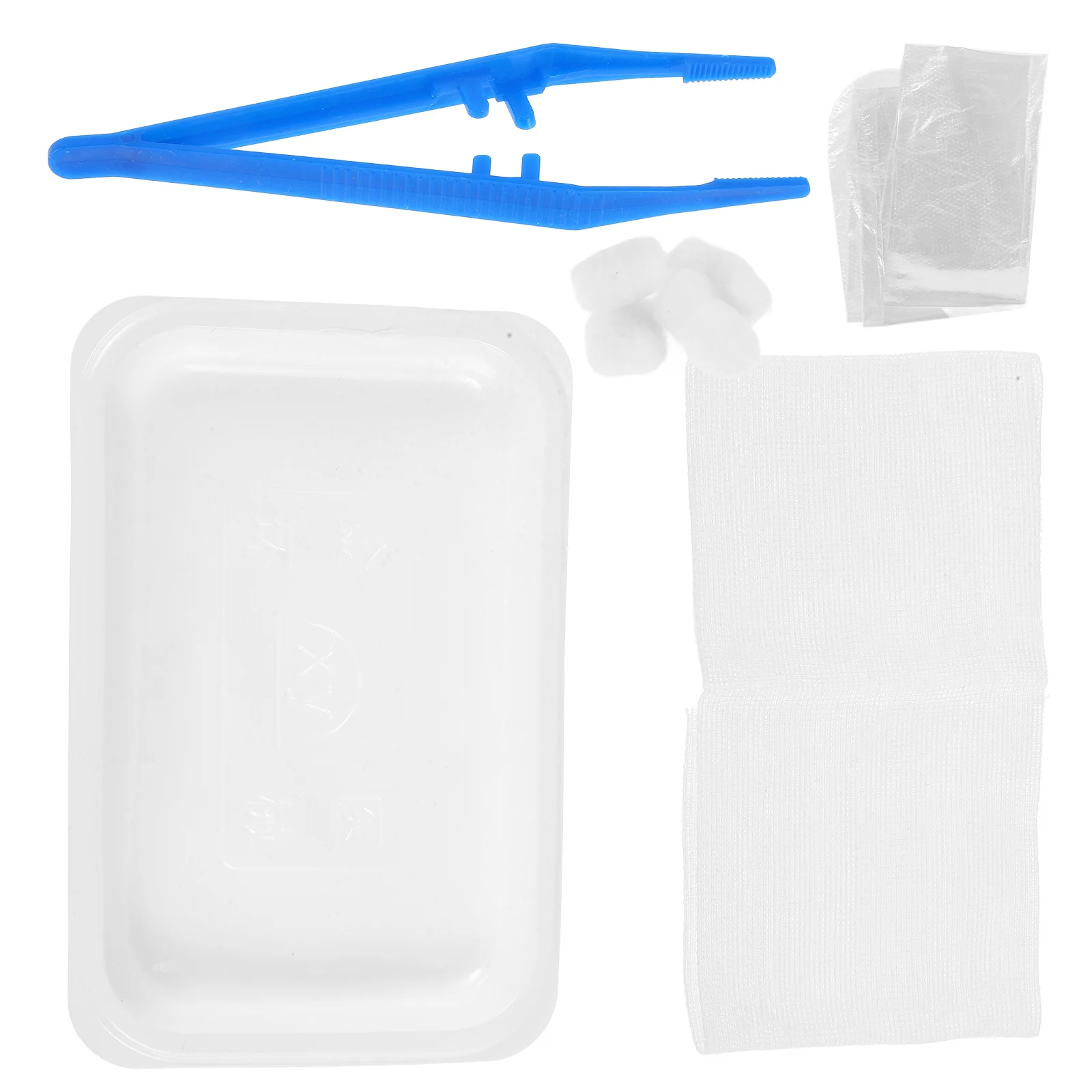 مجموعة الجروح الطبية القابل للتصرف، وسادات غير لاصقة، كرات قطنية، ملقط بلاستيكي، مستلزمات العناية بالجروح، ملابس للاستخدام المنزلي في حالات الطوارئ