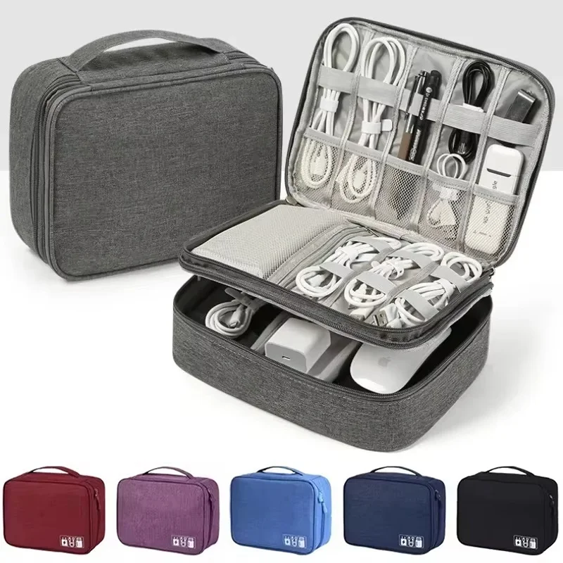 Travel Portable Digital Product Storage Bag USB Data Cable Organizer Headset Charging Line Treasure Box Electronic Accessories