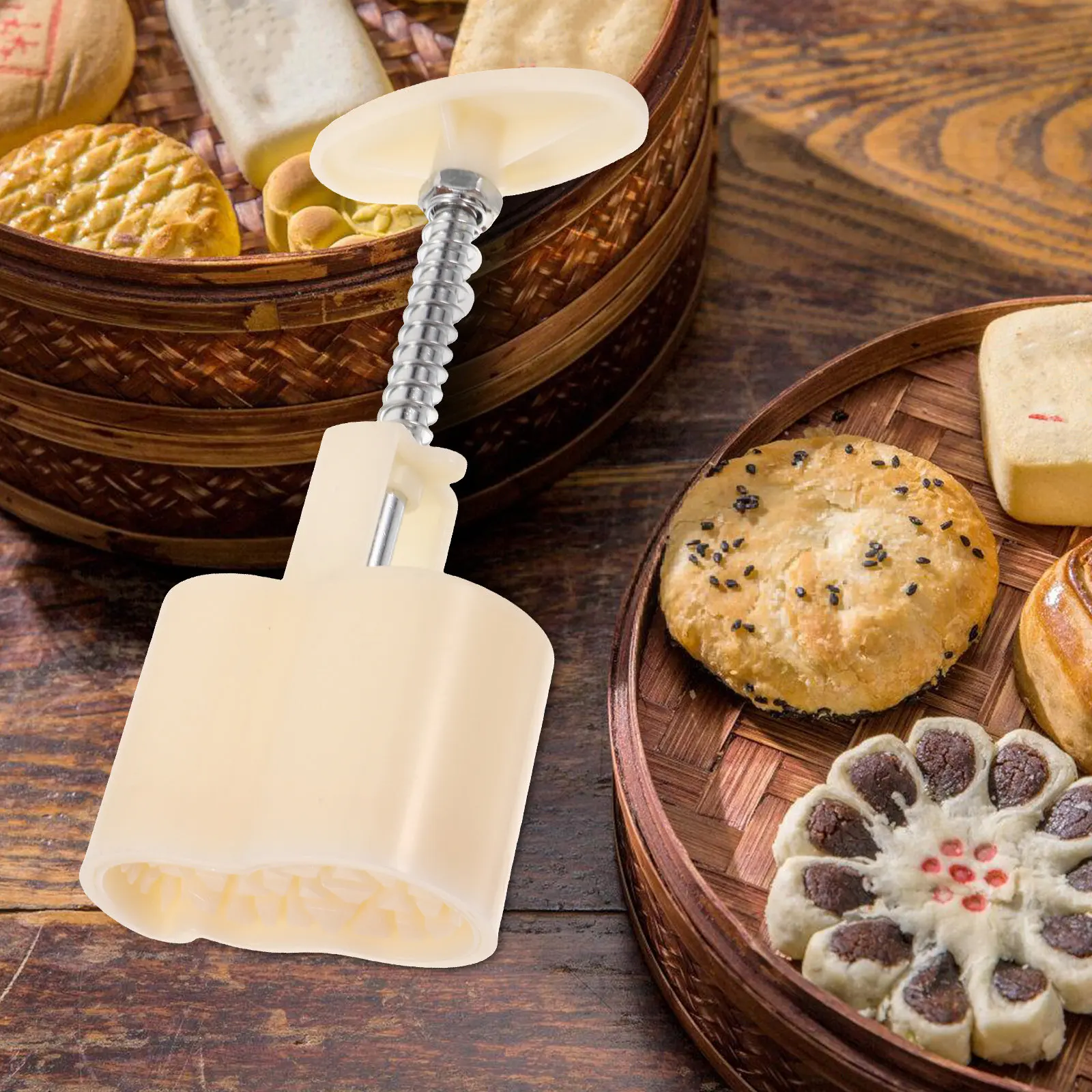 1Set Moon Cake Mold Peanut Shaped Baking Mold Creative Chinese Pastry Press Moon Cake Maker DIY Decorative Pattern Baking Tool