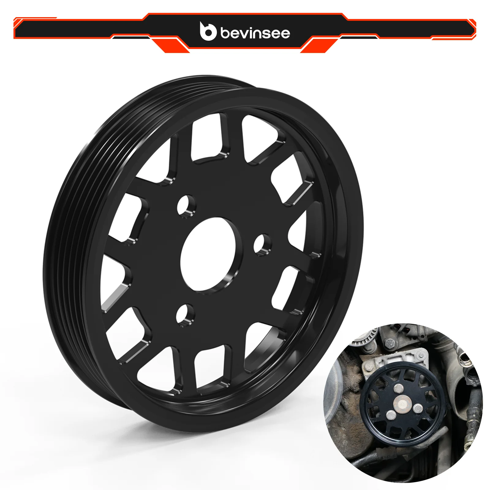 

For BMW M52TU M54 Power Steering Pulley, for BMW E46 E39 E36 E38 325i 328i 525i 528i, X5 E53, Z3, Replace for 32 42 1 740 858