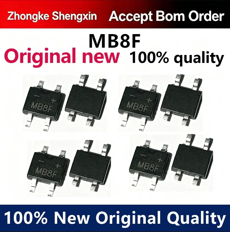 （5pcs-100pcs）New SMT Ultra Pu rectifier bridge stack MB8F 800V 0.8A large chip MB-F SMT SOP4