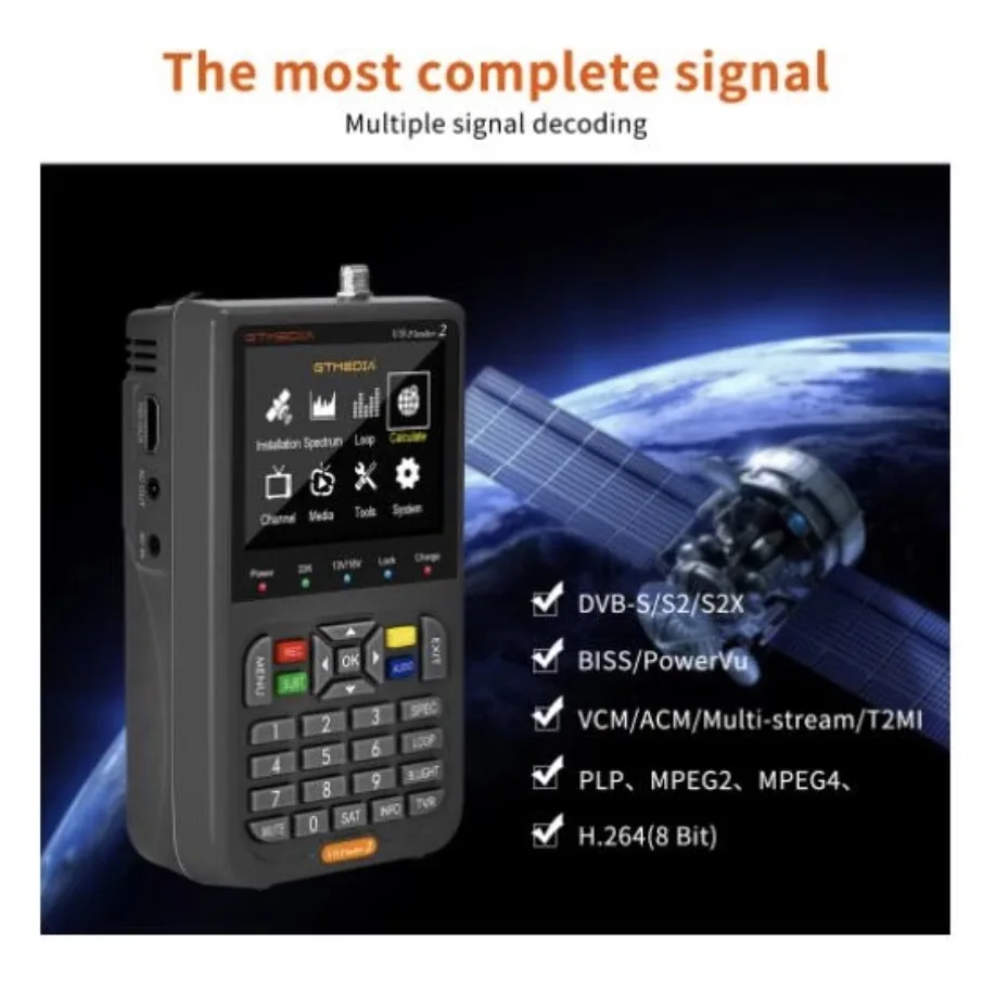 GTMEDIA V8 Finder2 Meter Satellite Signal satFinder DVB-S2X/S2/S H.264 Auto with acm lion battery vs satlink ws-6933 sathero